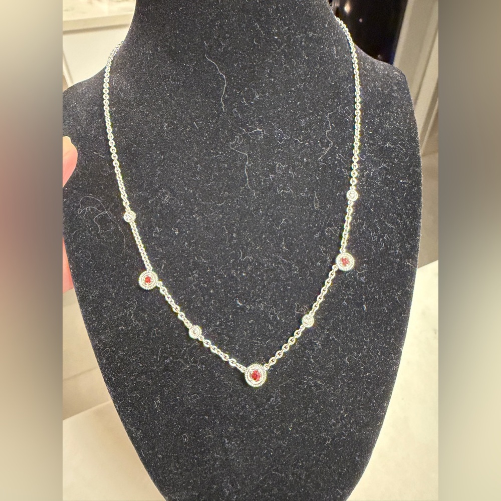 NWT Judith Ripka JR Garnet Max Station Collection 18 Inch Necklace RARE! - Picture 5 of 14